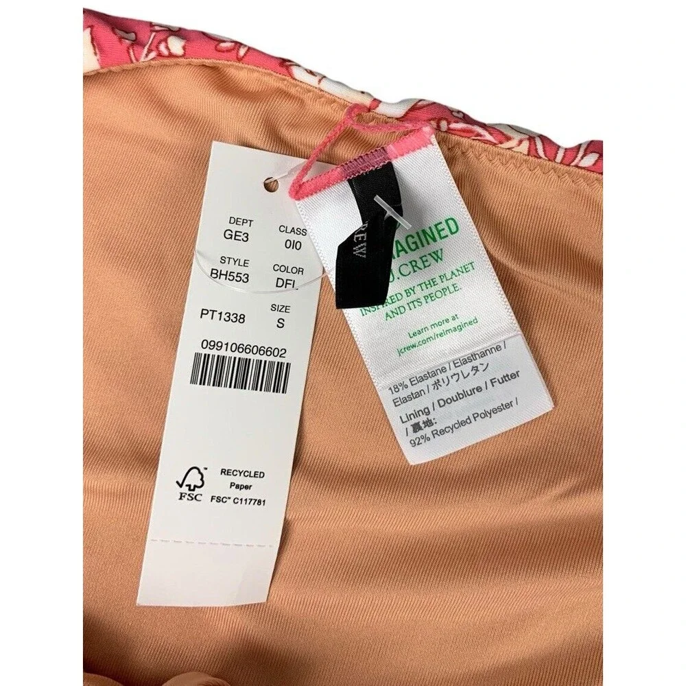 New! J. Crew Sz Small Curved Waist Cheeky Bikini Bottom Pink Tossed Floral BH553